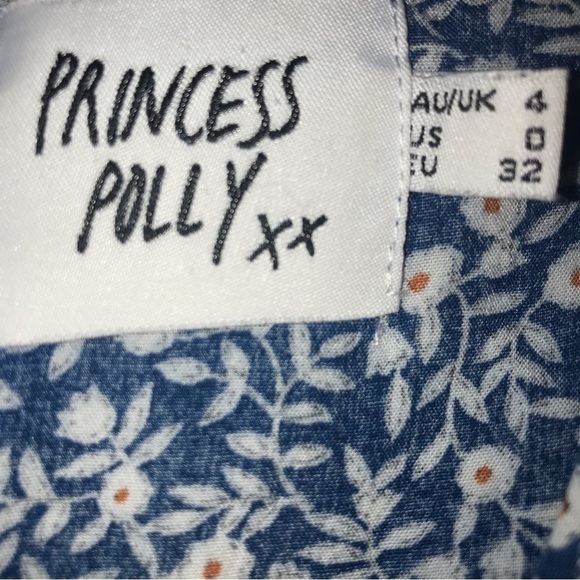 Princess Polly The Sting Blue Floral Mini Dress Young Ladies size 0 - Picture 3 of 5